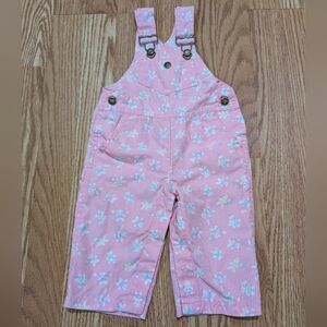 Hush Puppies Vintage Pink Floral Baby Toddler Girl Bib Overalls